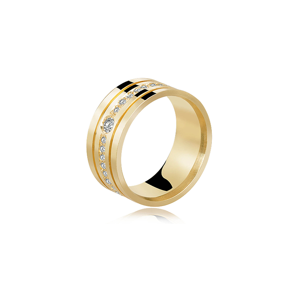 Aliança de Ouro Salvattore Crystal 